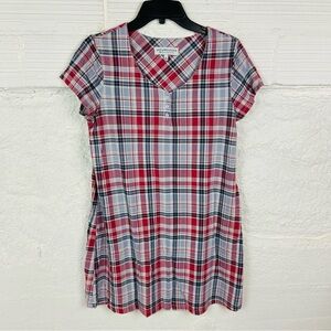 Karen Neuburger Red and Blue Plaid cotton lounge pajama Dress size small